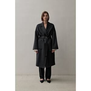 The Curated Cashmere Boyfriend Coat - XXS Charcoal